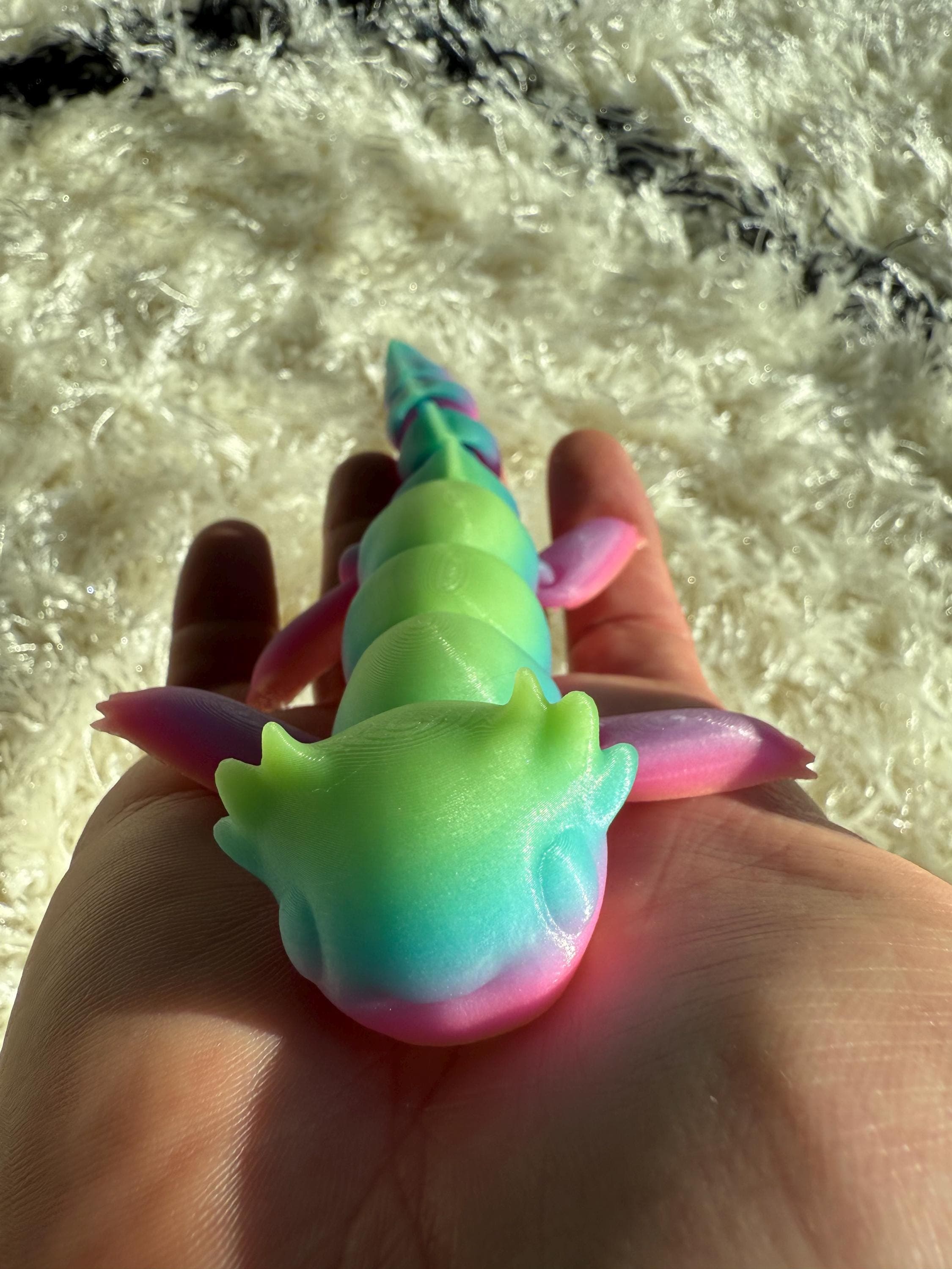 Glow-in-the-Dark Rainbow Axolotl Fidget Toy: Wiggly Desk Pet